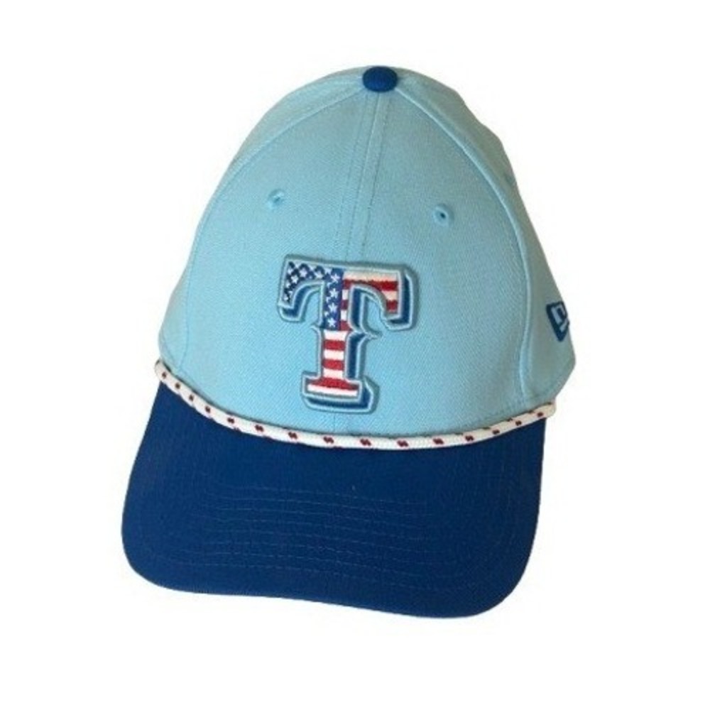 Texas Rangers New Era 39THIRTY Hat Mens L/XL Blue Stars Stripes Rope MLB Cap